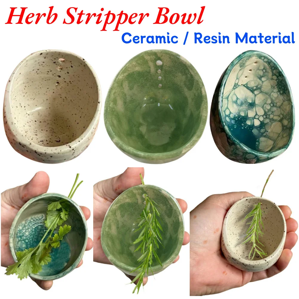 Pottery Herb Stripper Bowl 2/1pcs Pottery Herb Stripper Resin Cup Vegetable Leaf Remover Cooking Gifts for Chefs and Housewives