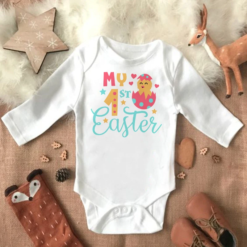 My 1st Easter Newborn Baby Spring Summer Rompers Infant Body Long Sleeve Rabbit Jumpsuit Easter Outfits Toddler Boy Girl Clothes 4