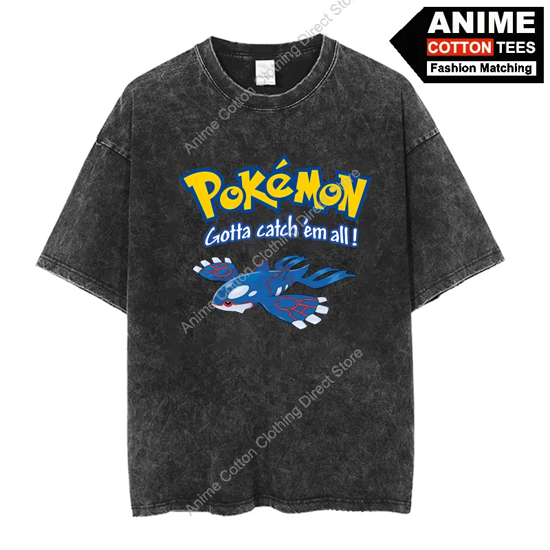 

Pokémon Kyogre T Shirt Cartoon Anime Pokemon Cute Elf Print Clothes Y2k Harajuku Casual Unisex Oversized T-shirt Cotton Tees