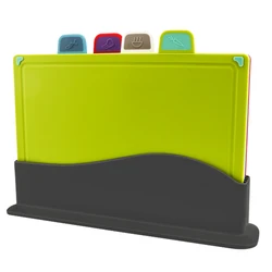 Premium 4-Piece Cutting Board Set with Holder - Anti-Bacterium, Dishwasher Safe, Ideal (Blue)