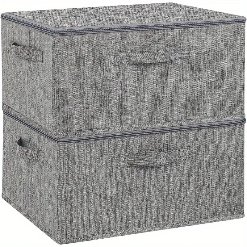 Large Capacity Fabric Storage Boxes with Lids and Handles - Foldable Covered Bins for Clothes, Toys - for Closet, Bedroom, Home 4