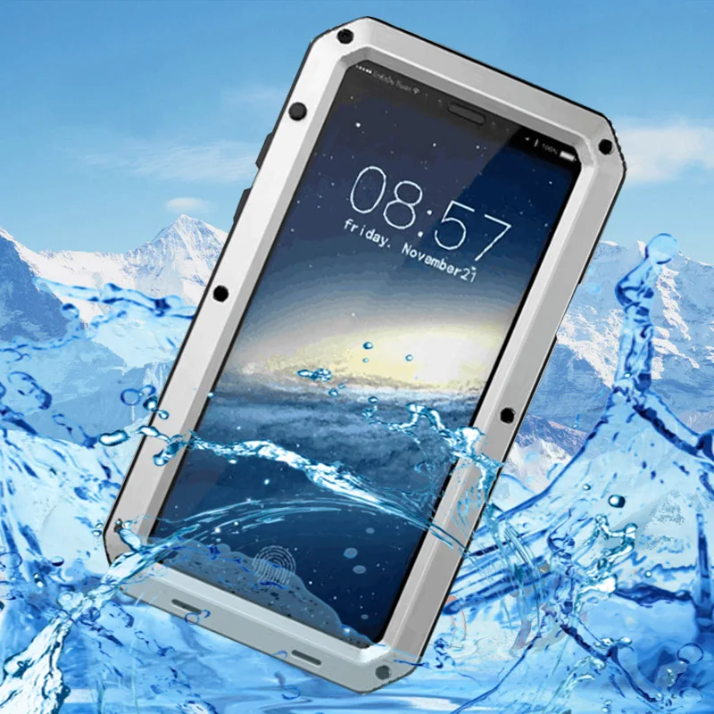 Luxury waterproof Doom Armor Shock Metal Aluminum Case for iPhone 15 14 13 12 8 7 Plus X 11 Pro XS Max XR Silicone Rugged Cover