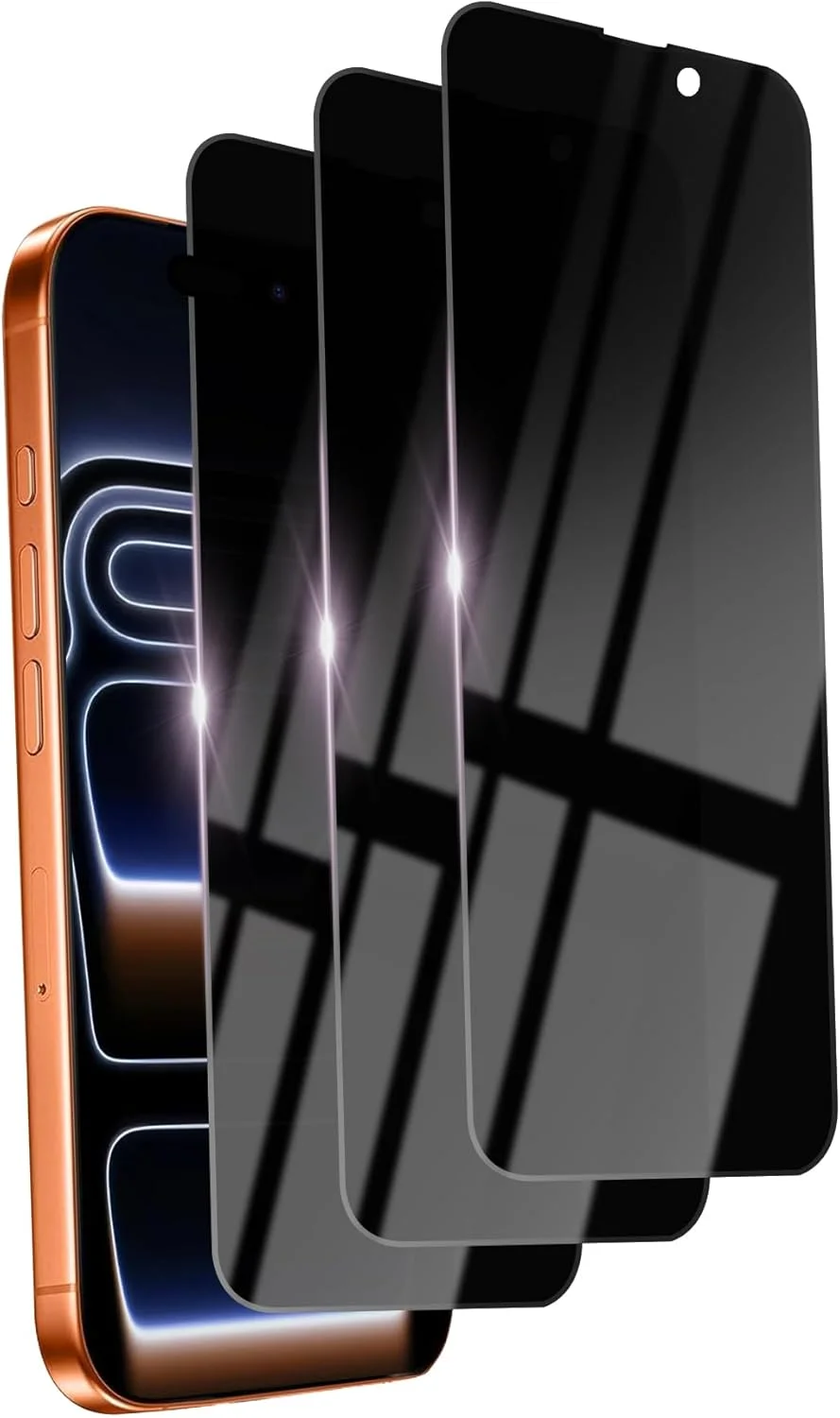 Protection d'écran de confidentialité pour iPhone 17 Pro, verre trempé 9H, anti-espion, anti-reflet, protection des yeux, anti-rayures, couverture intégrale, lot de 3