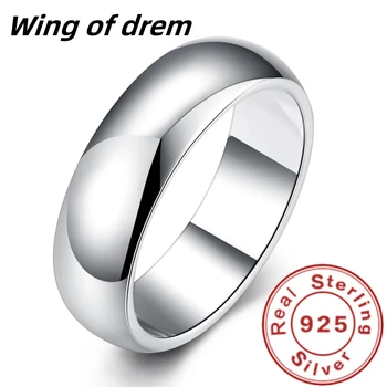High Quality 925 Sterling Silver Ring Fashion Simple Smooth Round Ring Party Jewelry for Women Size 5 6 7 8 9 10 11 1