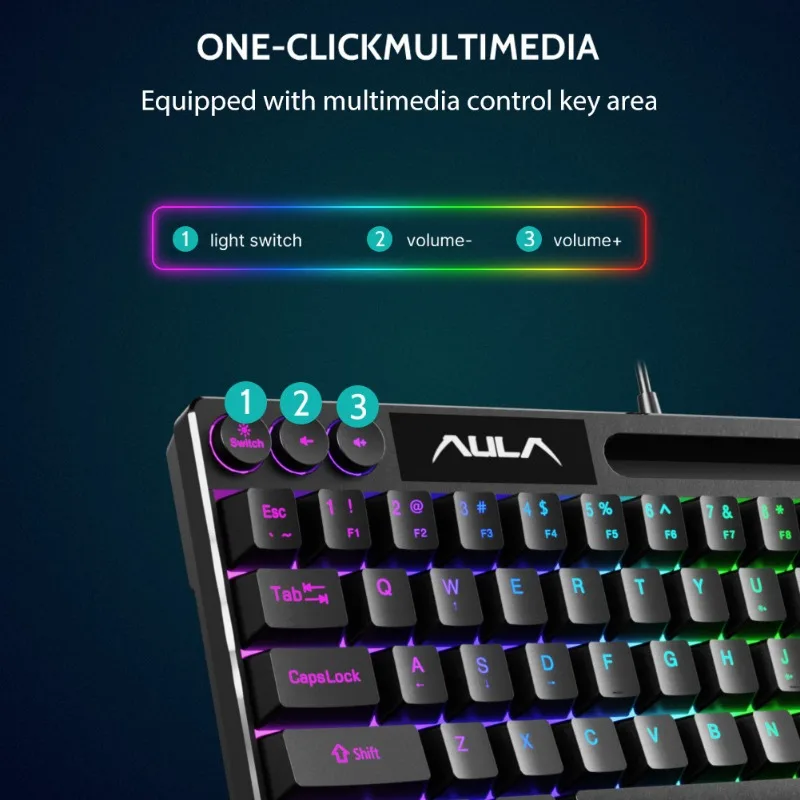 61 key wired RGB gaming keyboard film keyboard
