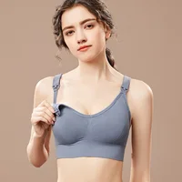 High-end open-top wide strap non-slip breastfeeding bra Feeding large cup push-up anti-sagging maternity underwear 2