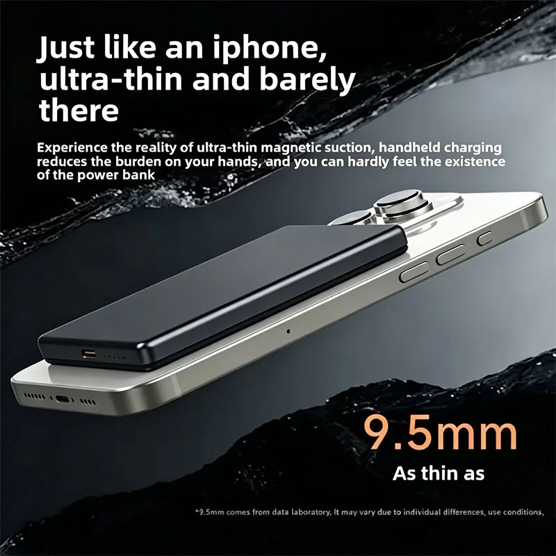 실제 용량 5000mAh 무선 마그네틱 외장 미니 보조배터리 타입-C 20W 고속 충전 고속 보조 배터리