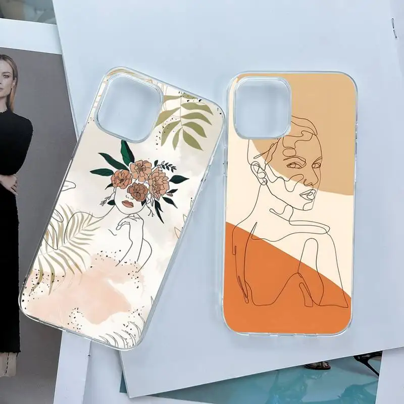 Custodia Per Telefono Line Art Custodia Trasparente Ultra Sottile Per Iphone 6 6 S 7 8 Plus Xr X Xs Max 11 12 13 Mini Pro Max Se 2020 Cover Funda Shel