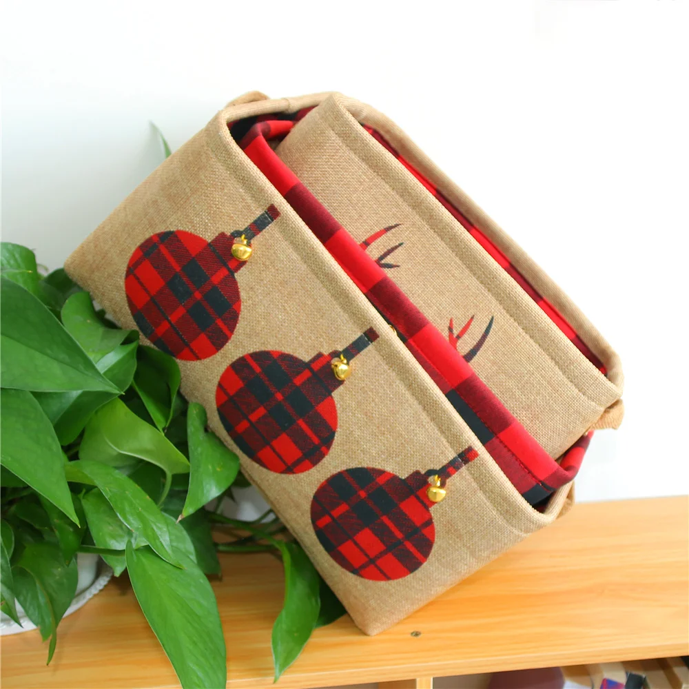 Cute Christmas Elk Collapsible Storage Basket Fabric Organizer Collection Bin Box for Pet Cat Dog Toy Supplies 3
