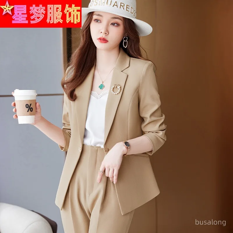 

2022 New Korean Style Women's Long Sleeve Professional Tailored Suit Formal Trouser Suit Interview Sales Work Clothes 6219