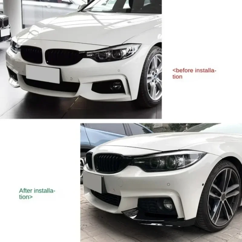 BMW F32 F33 F36 4 시리즈 2014-2020 M-Sport M-Tech 프론트 범퍼 스플리터 트림 안개등 램프 커버 카나드 한 쌍