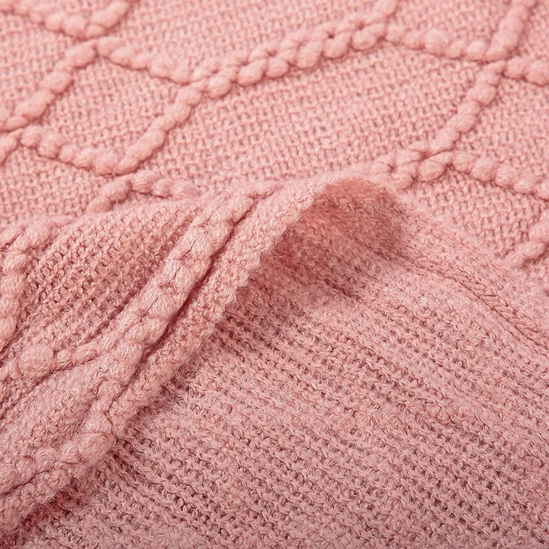 Nordic Knitted Tassels Fringe Pink Blankets Lightweight Throw Solid Blanket Cozy Farmhouse All Season Comfort For Wedding Gift 5
