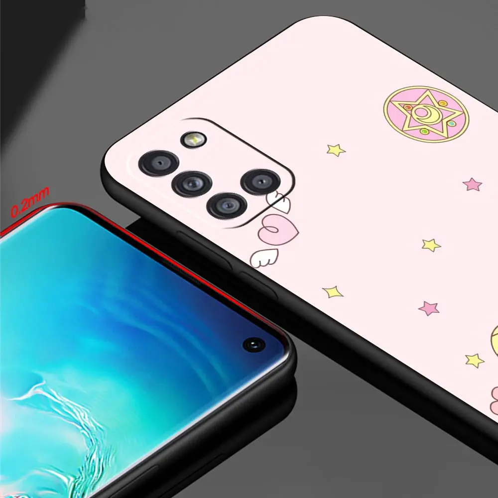 samsung cute phone cover Anime Thủy Thủ Mặt Trăng Ốp Lưng Điện Thoại Samsung Galaxy A52 A51 A12 A21s A32 A31 A71 A72 A02s A22 A11 A13 a41 Đen Mềm Mại Bao Fundas samsung silicone cover