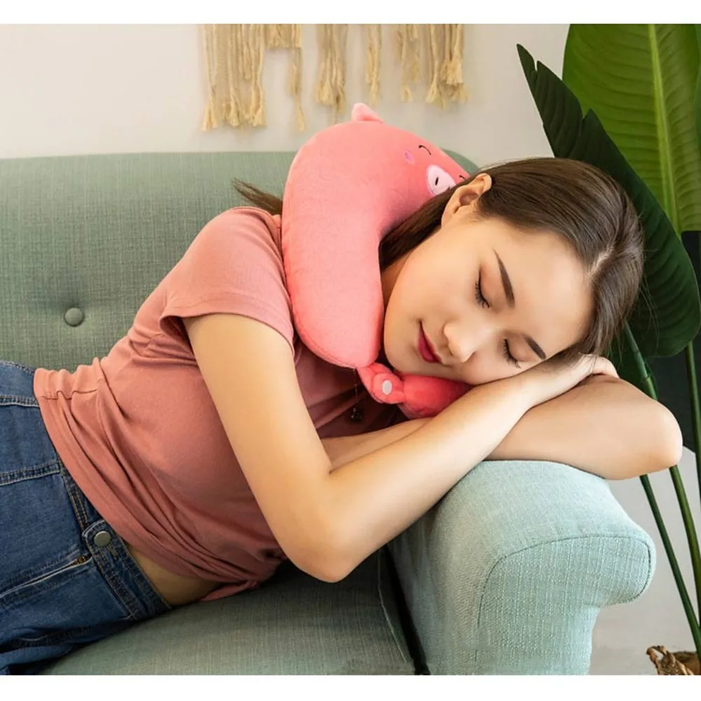Adult Children Travel Pillow Soft Short  Cartoon U-shaped Pillow Portable Outdoor Nap Flight Neck Pillow Nursing Cushion
