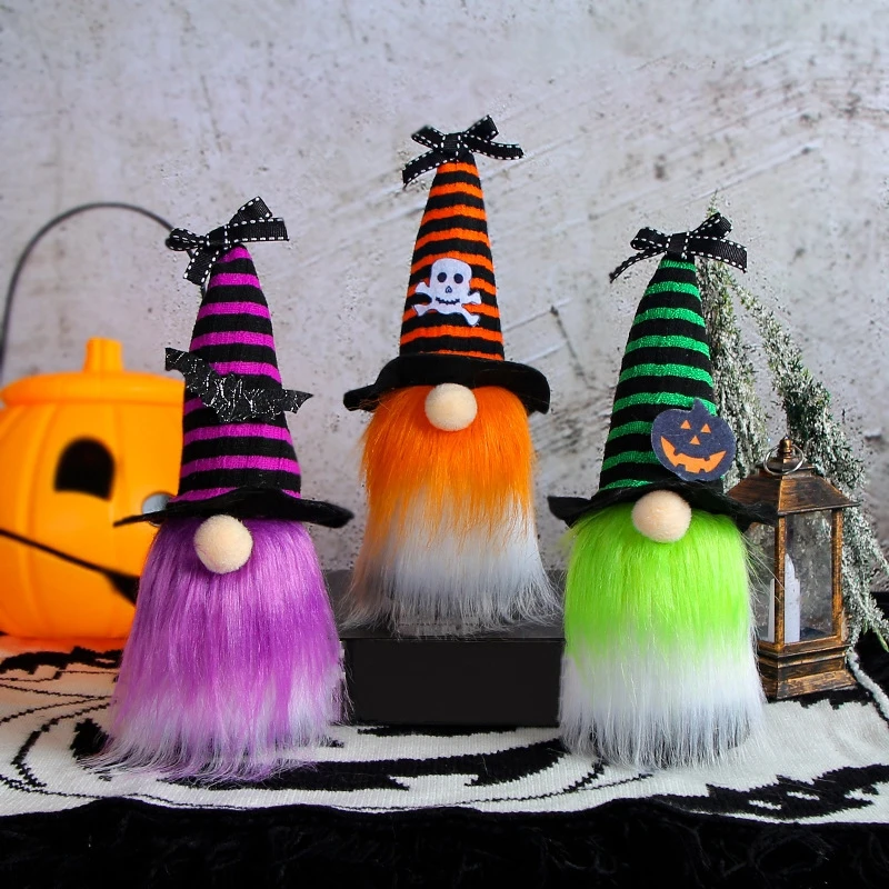 Halloween Gnome Doll Top Hat Witch Dwarf Doll Ornaments Happy Halloween Party Decoration Cute Cartoon Dwarf Elf Home Decor