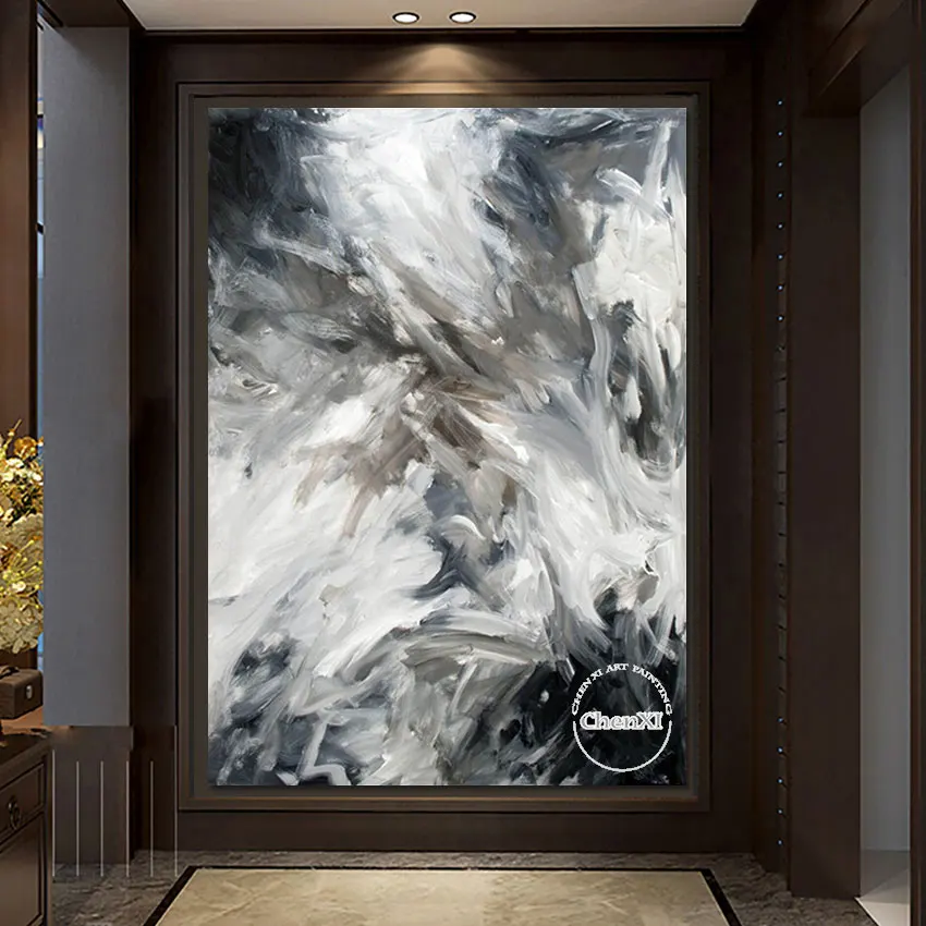 

Kitchen Wall Decoration Abstract Black And White Acrylic Painting Canvas Wall Picture Art Hand-painted No Frame Murals Artwork