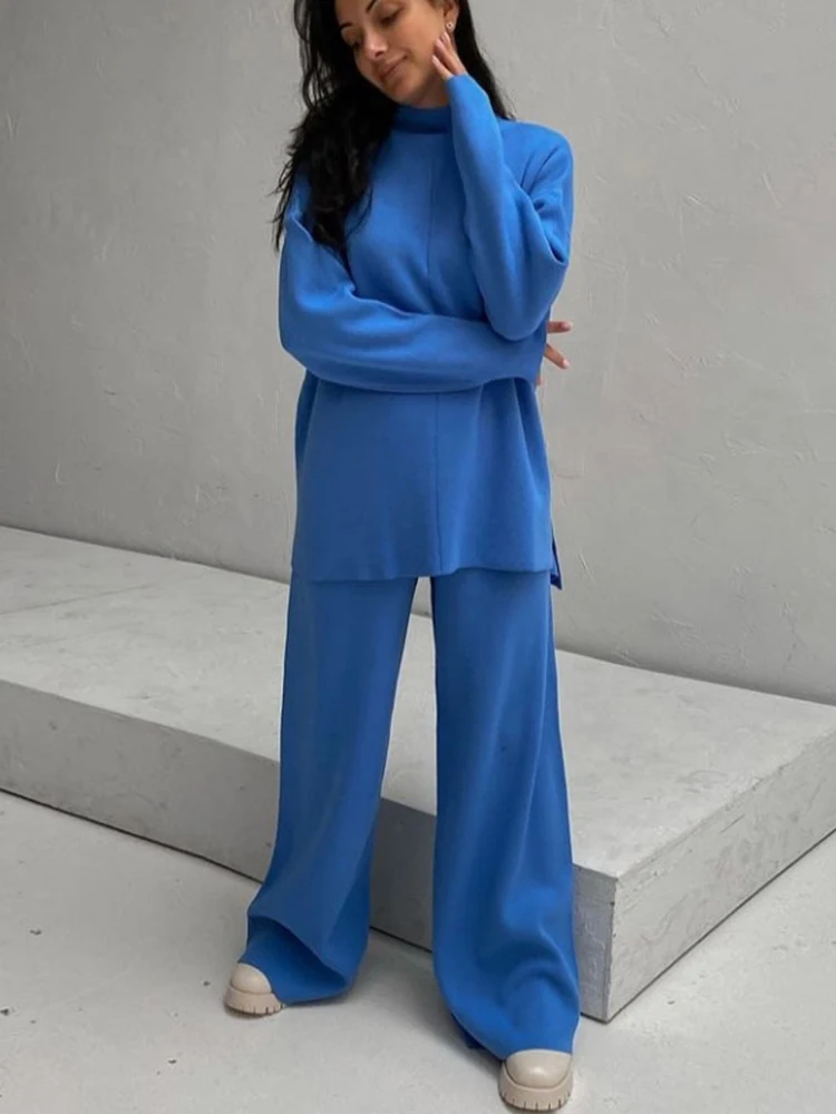 جديد بلوزه واسعه بهاينك بنطلون فضفاض شتوي ملابس قطعتين شتويه اناقه ازياء ترند