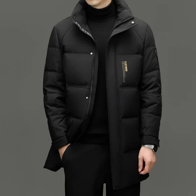 thumbnail image 1 of Chaqueta larga de plumón de seda de leche para hombre, chaqueta de invierno con relleno de plumón de pato para hombre, ropa de diseñador, abrigos ultraligeros para hombre, 1 of 4