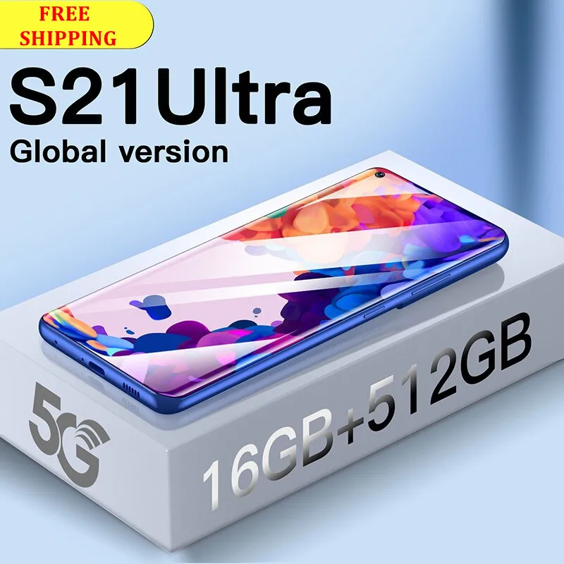 Unlock S21+Ultra 7.2 Inch Android Smartphone 6800mAh Global Version 4/5G 10 24MP+48MP Moblie Phones Celular |