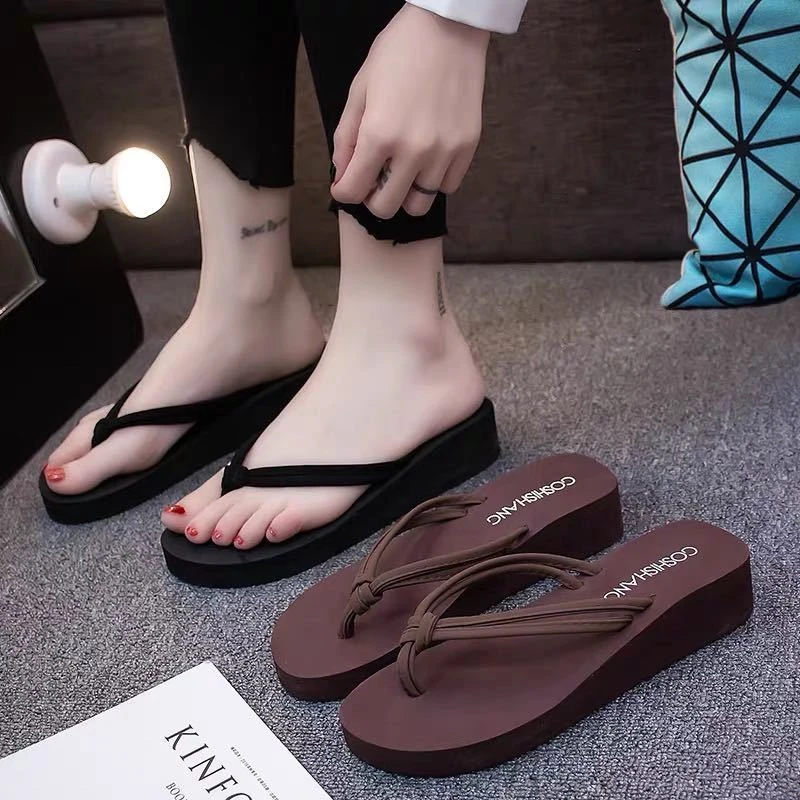 Sandalias de tacón medio alto de lujo para mujer, Zapatillas de casa, zapatos de la moda, chanclas de casa para mujer| | - AliExpress