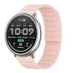 Magnetic Loop Silicone Watch Strap - Adjustable 20-22mm Band, Versatile Design for 1PCS 22mm (Pink)
