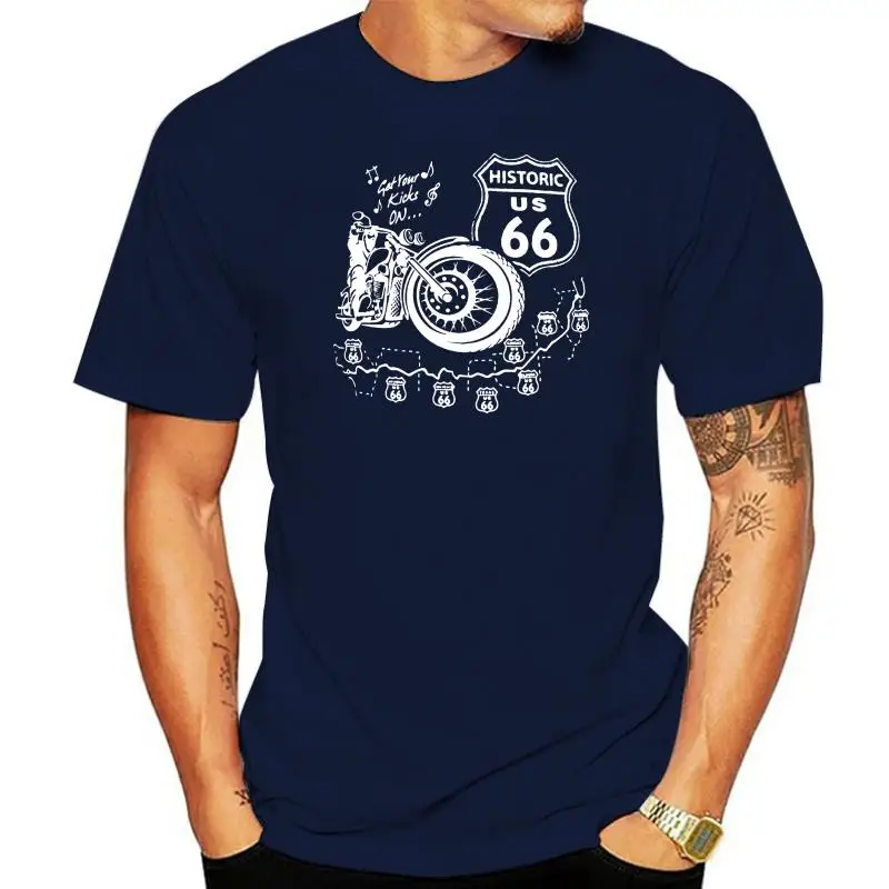 

2024 модная короткая креативная Футболка с принтом, Мужская футболка Route 66, историческая шоссе, легенда, Байкерская Мужская футболка, сексуальные футболки
