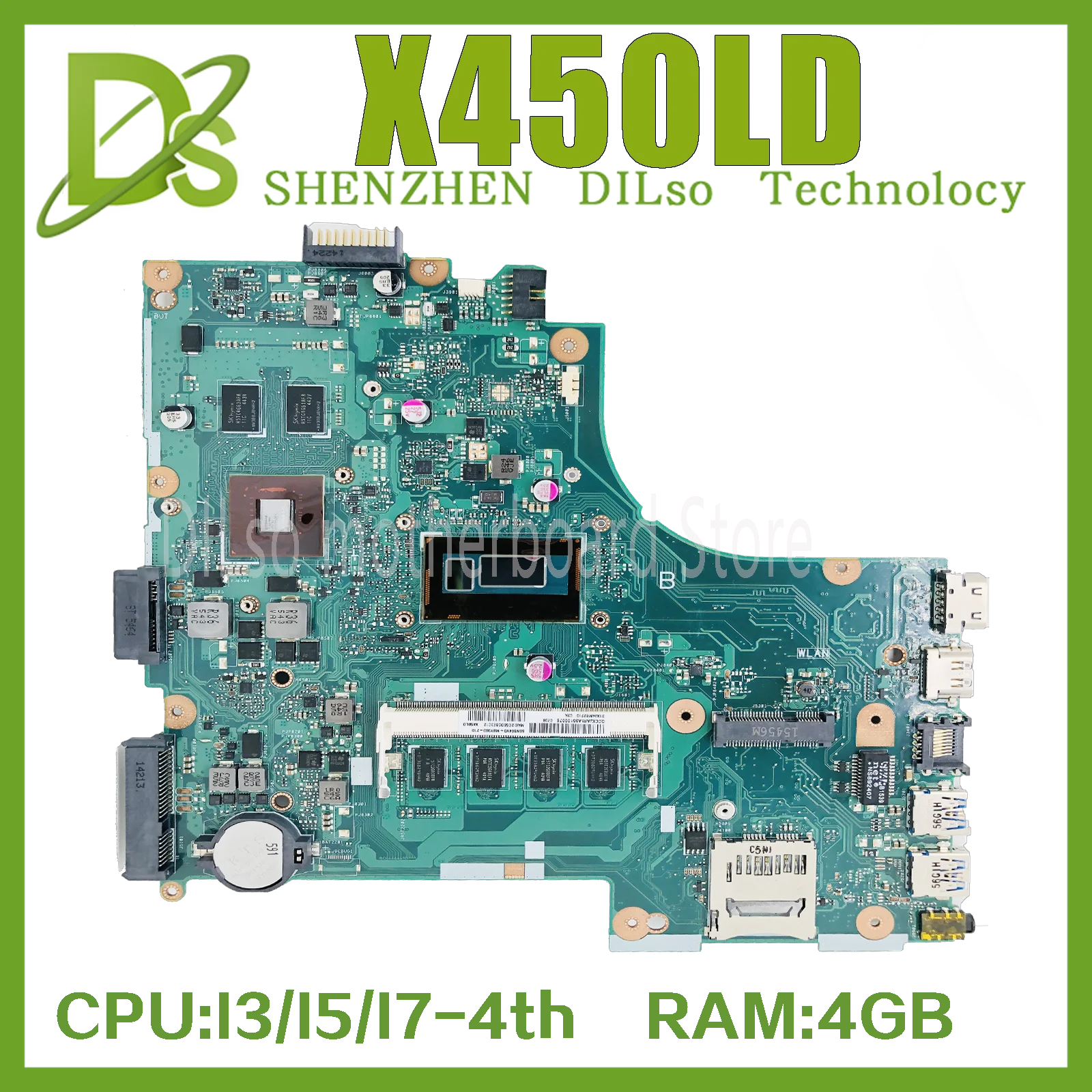 Placa-mãe do Portátil de Kefu X450ld para Asus X450lc X450ld Cpu I34010u I5-4200u I7-4500u Gt820m 4gb-ram Edp ou Lvds - Imagem 2