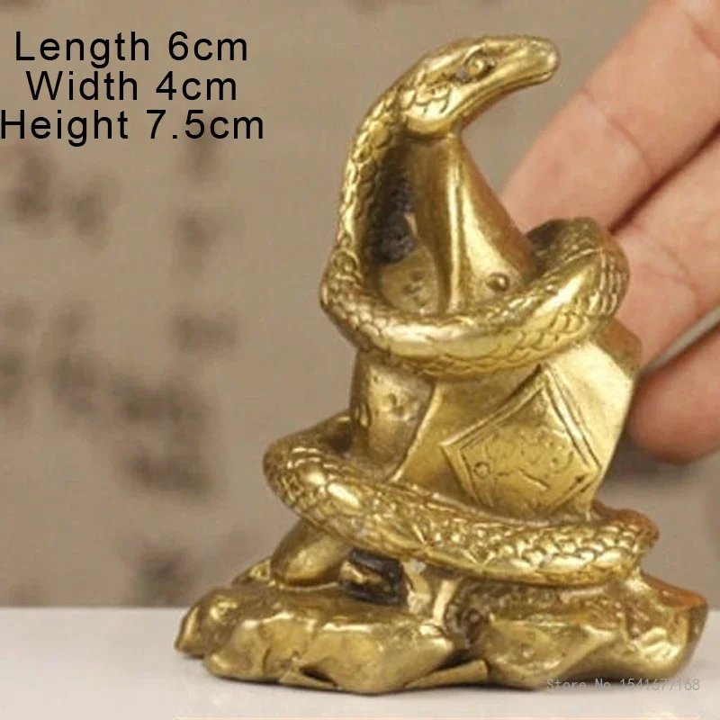 Pure Copper Animal Snake Sculpture Home Living Room TV Cabinet Bookcase Table Artistic Decoration Animal Fengshui Craft Gift 1Pc