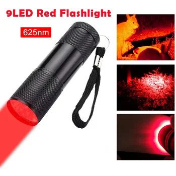 VASTFIRE 미니 9LED 레드 손전등, 간호사 간병인 정맥 이미징, 625nm 정맥 파인더, 포켓 전술 사냥 손전등, 1 모드