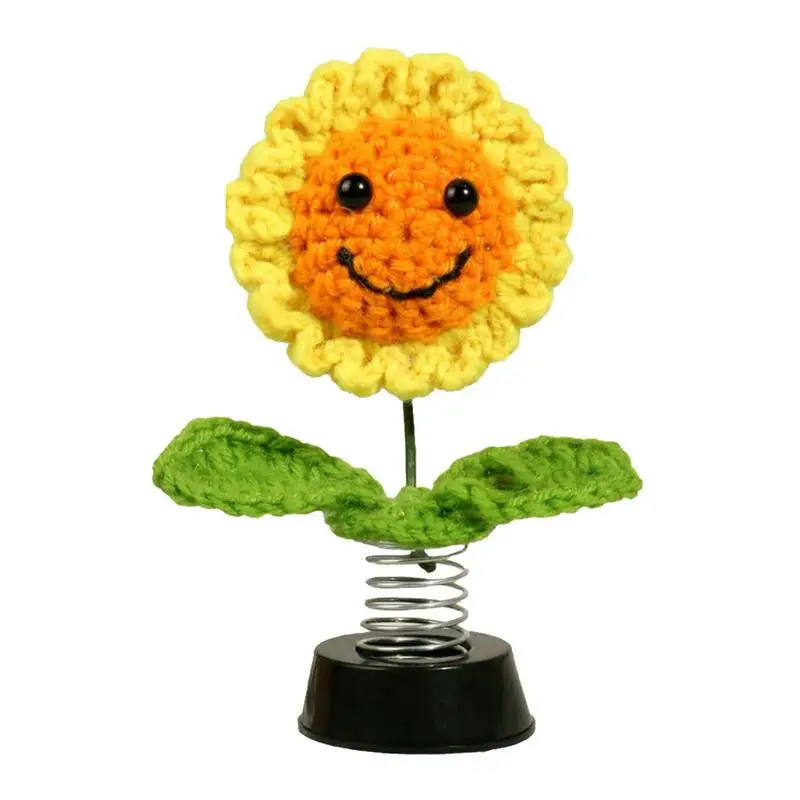 

Hand-woven Car Ornament Vivid Swing Head Sunflower Shape Car Accessories Dashboard Shaking Head Sunflowers Toy For Vehicle