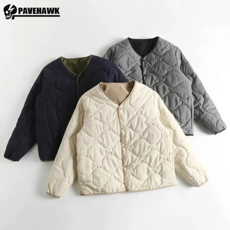 

Casual Lightweight Men Cotton Padded Jacket Versatile Double Sided Collarless Warm Parkas Sports Comfortable Quilted Coat