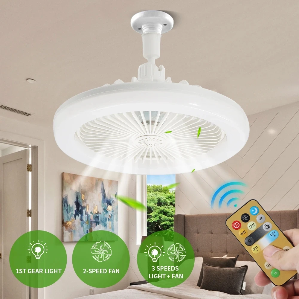 Smart 3-in-1 Ceiling Fan Light with Remote Control Timing Infinitely dimmable Detachable E27 3 Gears Wind Speed 4