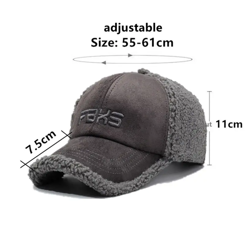 Winter Women's Hats Lamb Wool Warm Baseball Cap Fashion Personality Embroidery Hip Hop Party Caps For Men And Women Snapback Cap - Image 2