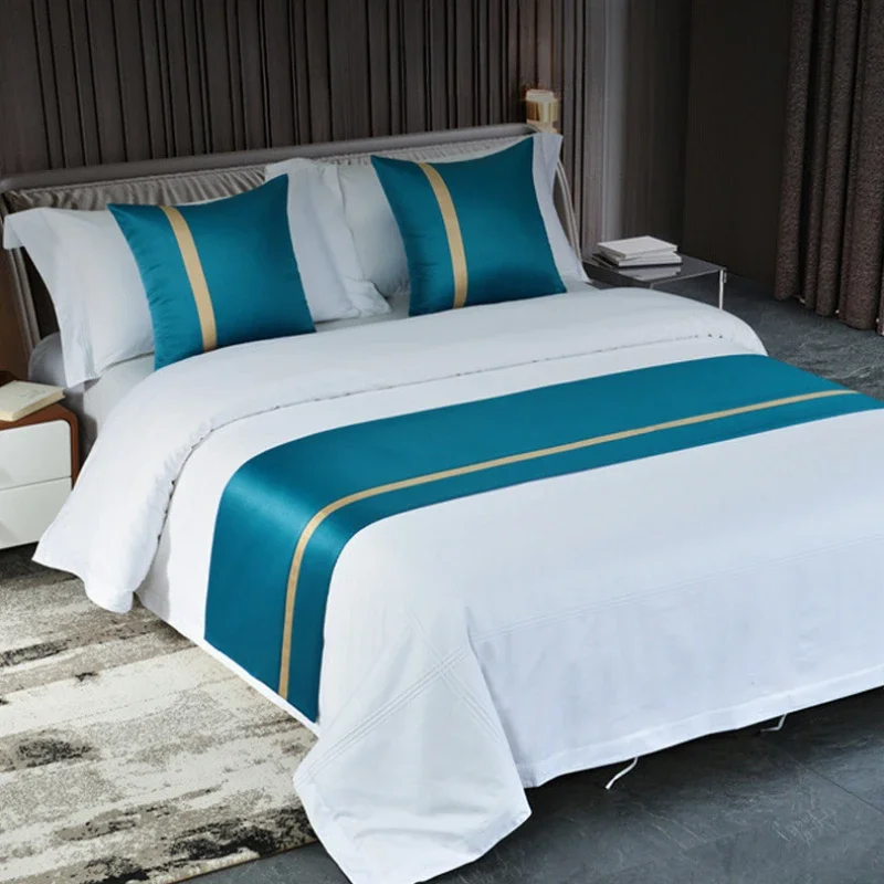 

Simple Solid Color High-end Bed Flag Gongsatin Color Inlaid Hotel Homestay Bedside Towel Hotel Decoration Silk Smooth Soft Cloth