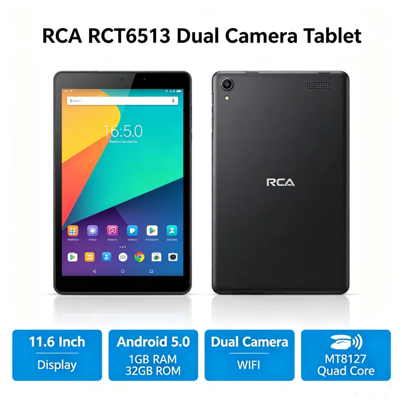 11.6 Inch T10 Android 5.0 RAM 1GB ROM 32GB Dual Camera USB 3.0 WIFI Mini HDMI-Compatible Tablet PC RCT6513 MT8127 Quad Core
