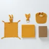 4pcs/Set Personalized Name Muslin Cotton Baby Blanket + Baby Comforter Towels +Baby Teether +Baby Bibs Newborn Gift Sets 5