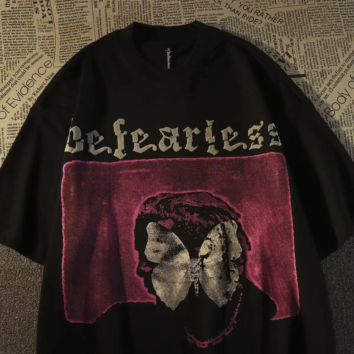 

Pure cotton heavyweight American retro high street printed short-sleeved T-shirt student loose trendy brand couple half-sleeve