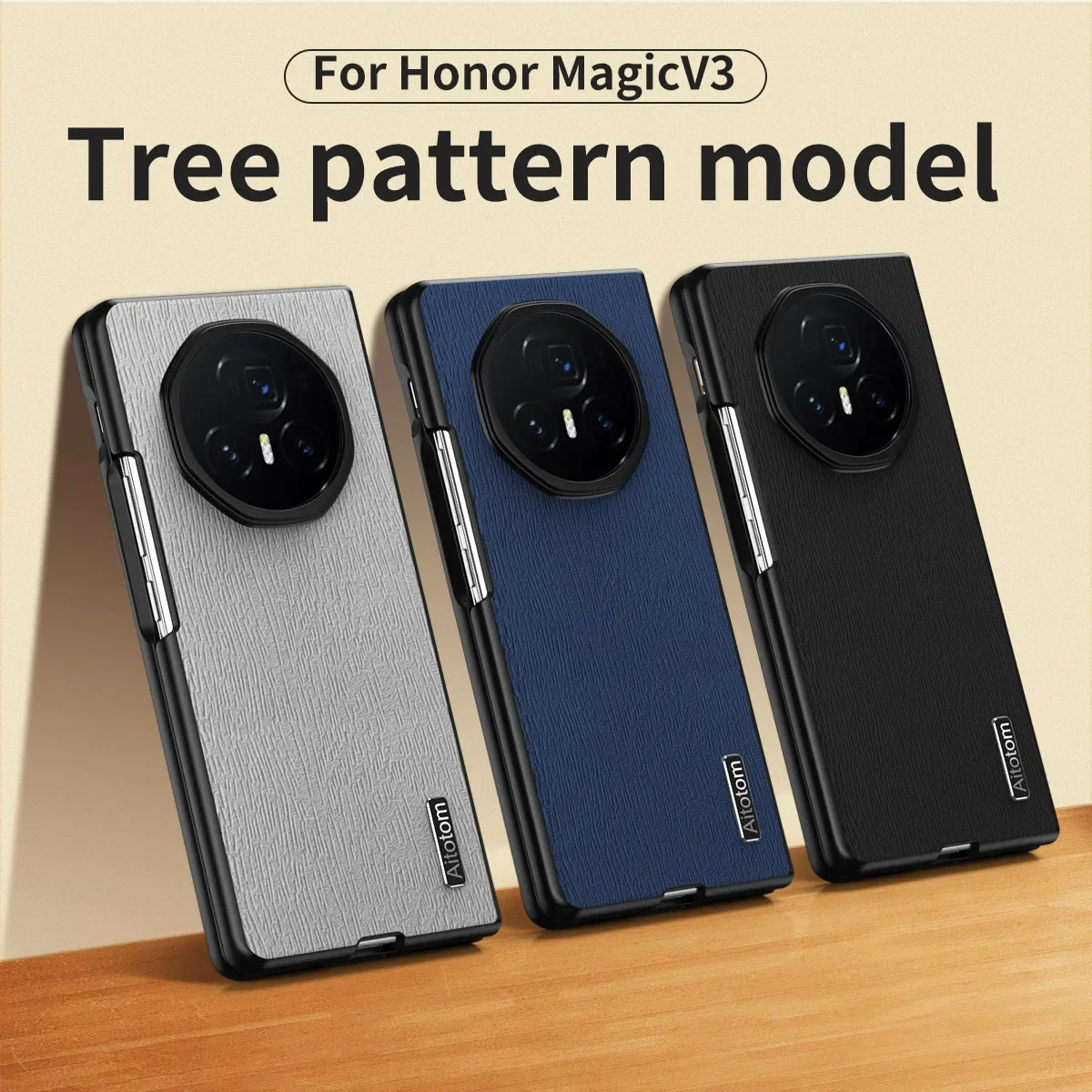 Luxury Tree Pattern Leather Case - Business Series Shockproof Phone Cover with Silicone Frame