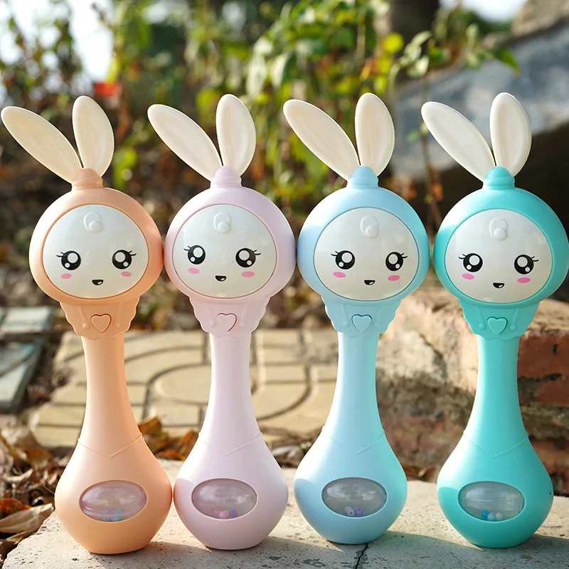 

Baby Music Flashing Rattle Toys Rabbit Teether Hand Bells Mobile Infant Stop Weep Tear Rattles Newborn Early Educational Toy