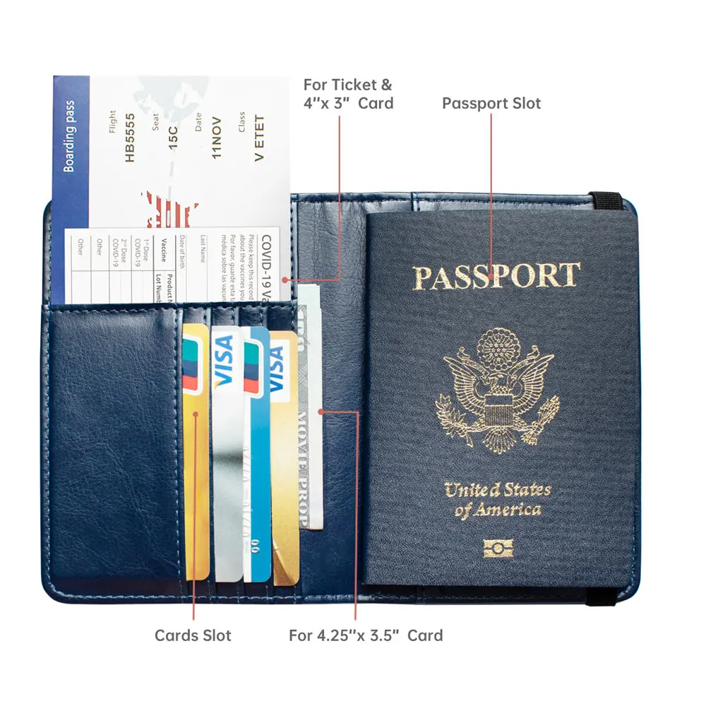 Porte-Passeport RFID Multifonction – Organisateur Voyage Noir Élégant Et Sécurisé – Protection Cartes, Billets Et Documents