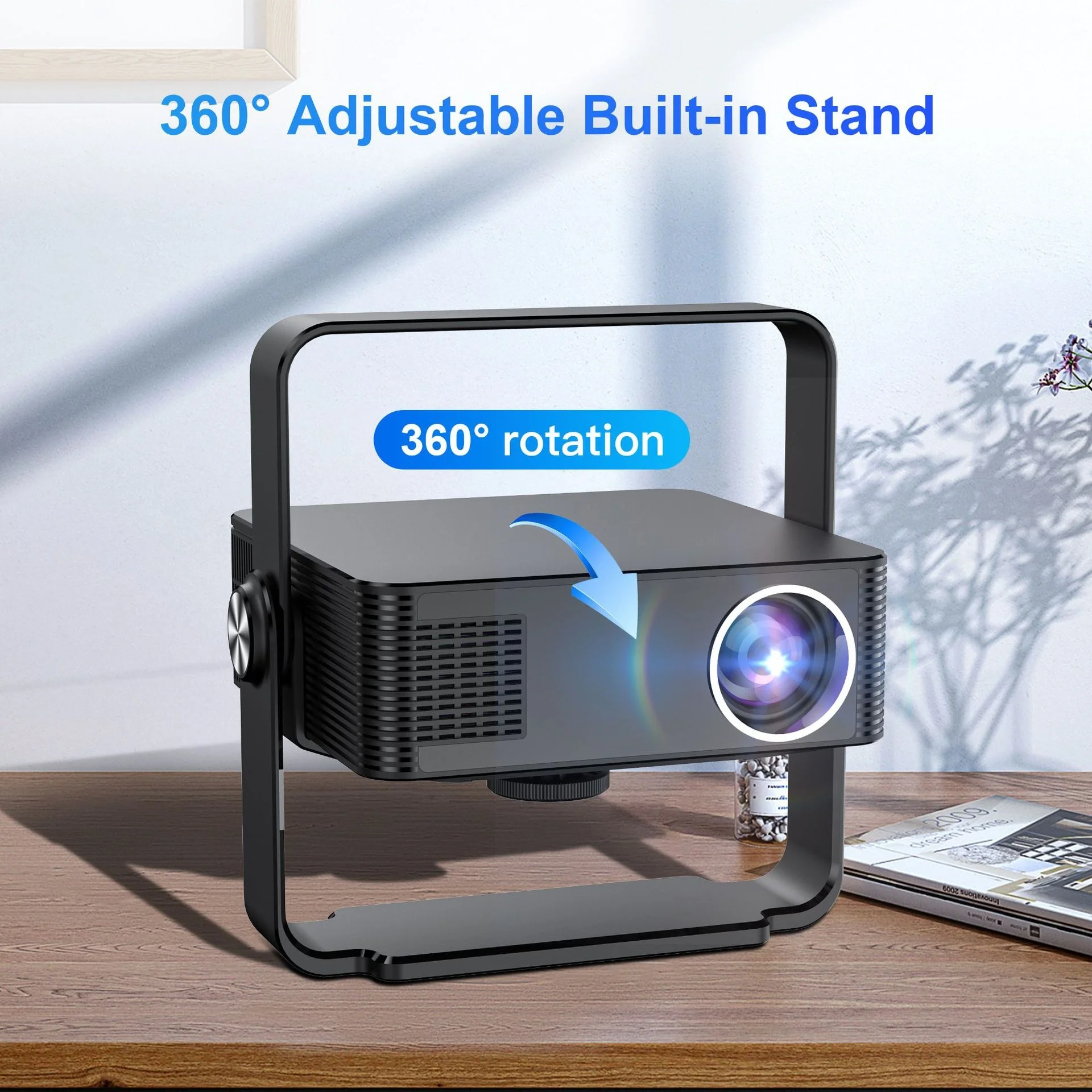 XNANO 네이티브 1080P 프로젝터 안드로이드 13 자동 초점 키스톤 360 ° 스탠드형 음성 제어 WiFi6 BT5.2 4K 디코딩 홈 시네마 빔프로젝터