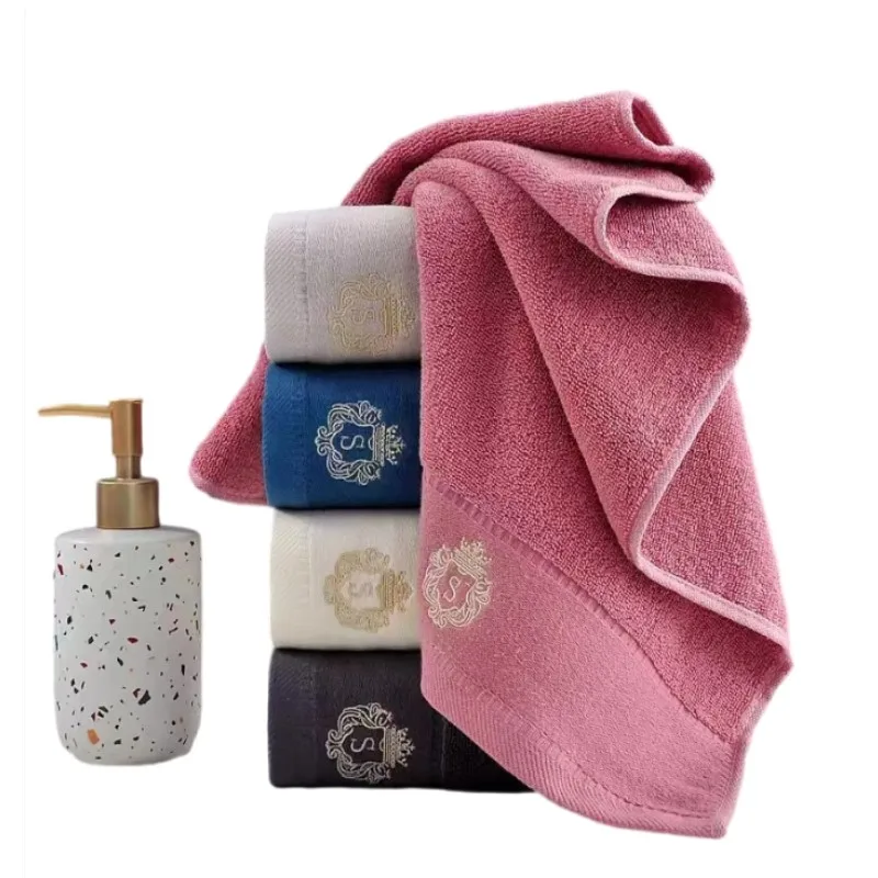 

Inyahome Pack of 1/4/6 Cotton Bathroom Towels Sets 34x74cm 70x140cm Luxury Embroidered Skin-Friendly Bath Face Hand Beach Towels