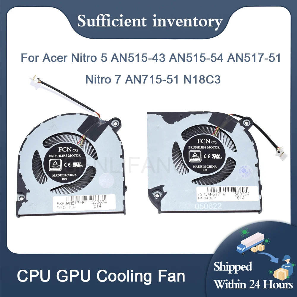 Computador Portátil Ventiladores Radiador Refrigerador Gpu Cpu Ventilador de Refrigeração para Acer Nitro An51543 An51554 An517-51 Nitro7 An715-51 N18c3 Novo