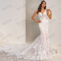 Classic Wedding Dresses For Women Sexy V-Neck Backless Bridal Gowns Lace Appliques Spaghetti Straps Vestidos De Novia Customized 1
