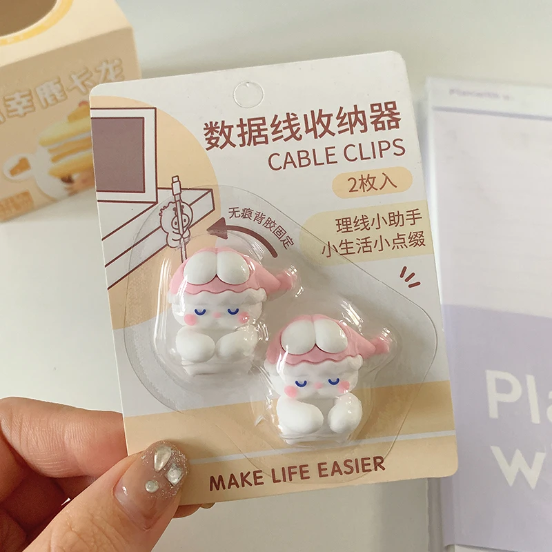 Cute Desktop Data Cable Clip Phone Cables Silicone Tie Fixer Wire Management Organizer Wire Winder 2pcs cable organizer cable clip