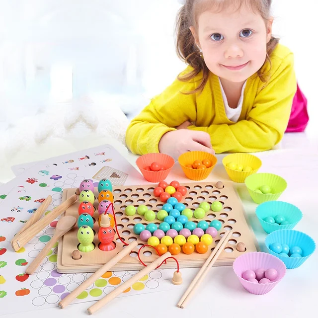 Three-in-one Fishing Clip Beads Multi-functional Hand-eye Coordination Exercise Grasping Children's Educational Toys 2