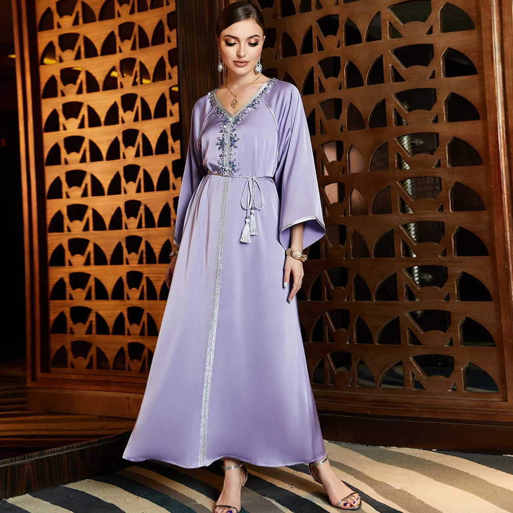 

Diamonds Abayas for Women Party Dress Dubai Turkey Eid Ramadan Vestidos Femme Musulman Abaya Muslim Marocain Robe Kaftan Caftan