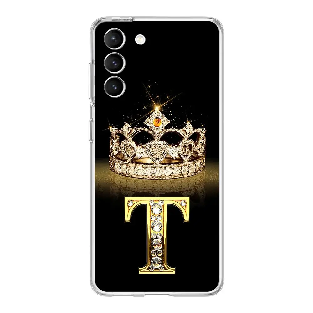 Diamond Crown Letter Phone Case - Soft Clear Cover with 26 Letter Options