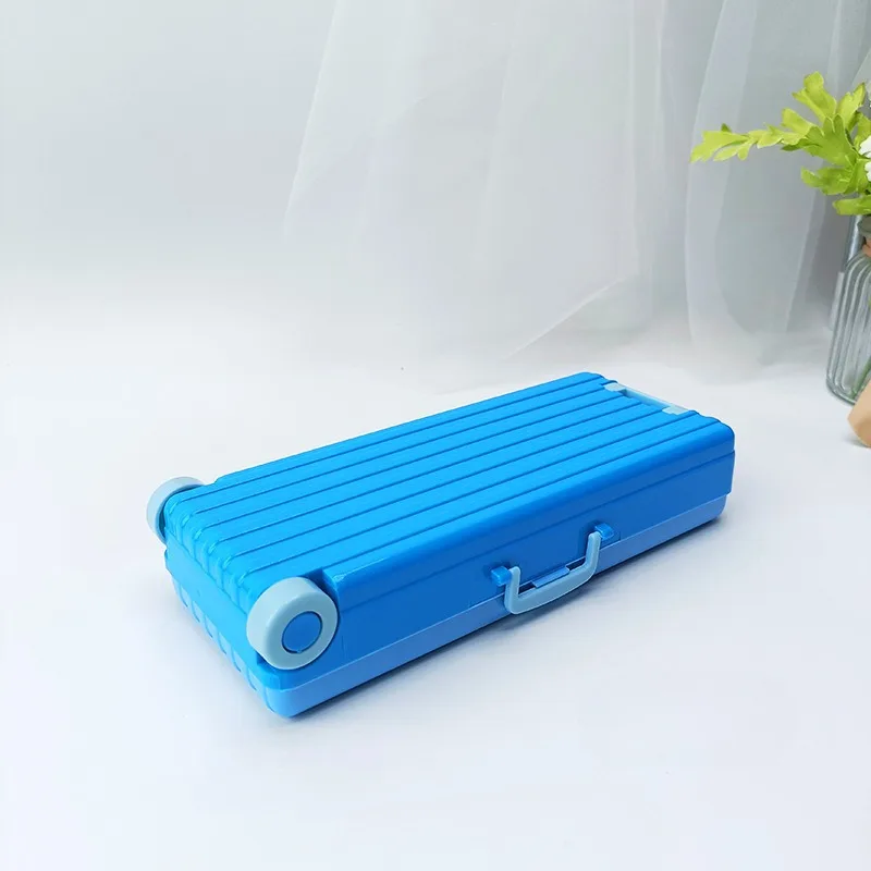 Double-Layered Trolley Case-Shaped Stationery Organizer