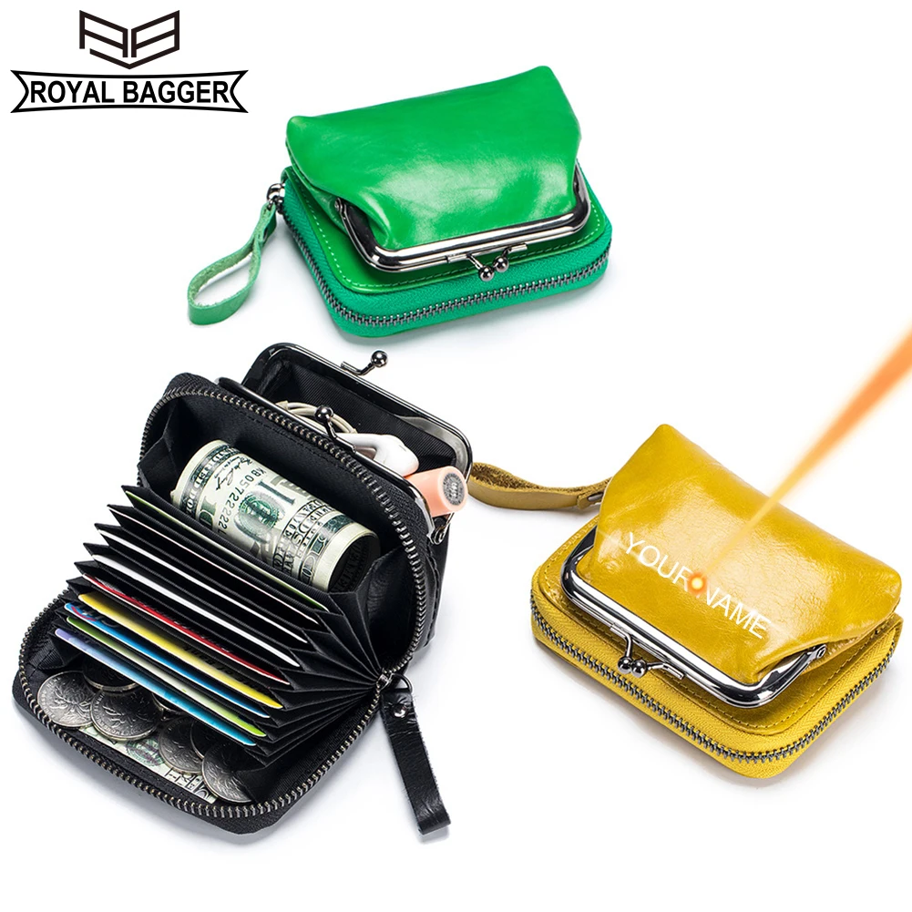 

Royal Bagger European American Style Coin Purse for Women Genuine Cow Leather Card Holder Fashion Money Clip Clutch Wallet 2060